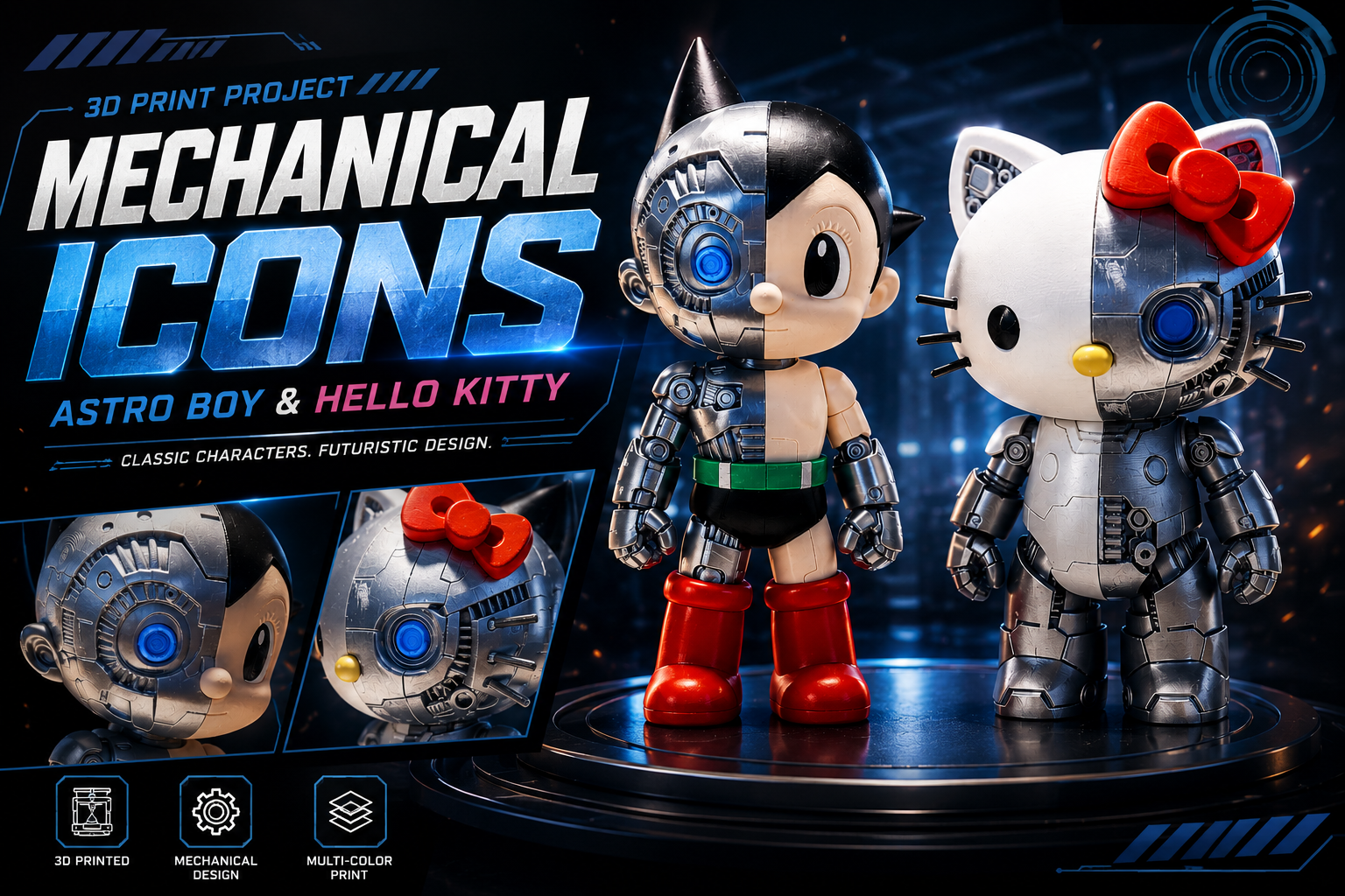 Mechanical Icons: Bringing Astro Boy and Hello Kitty to Life with 3D Printing