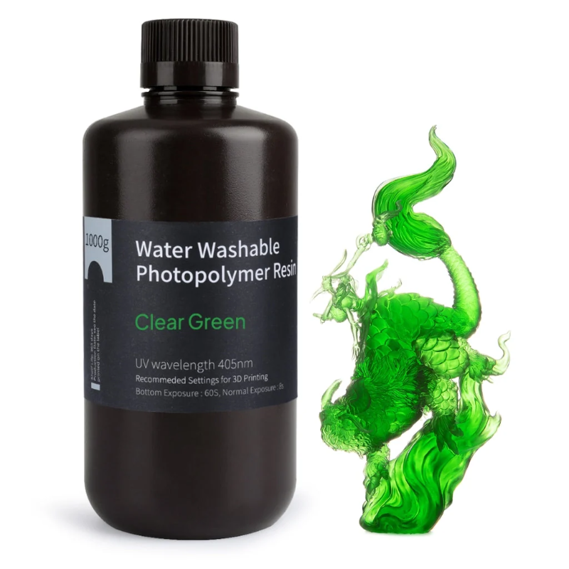 clear green water washable resin