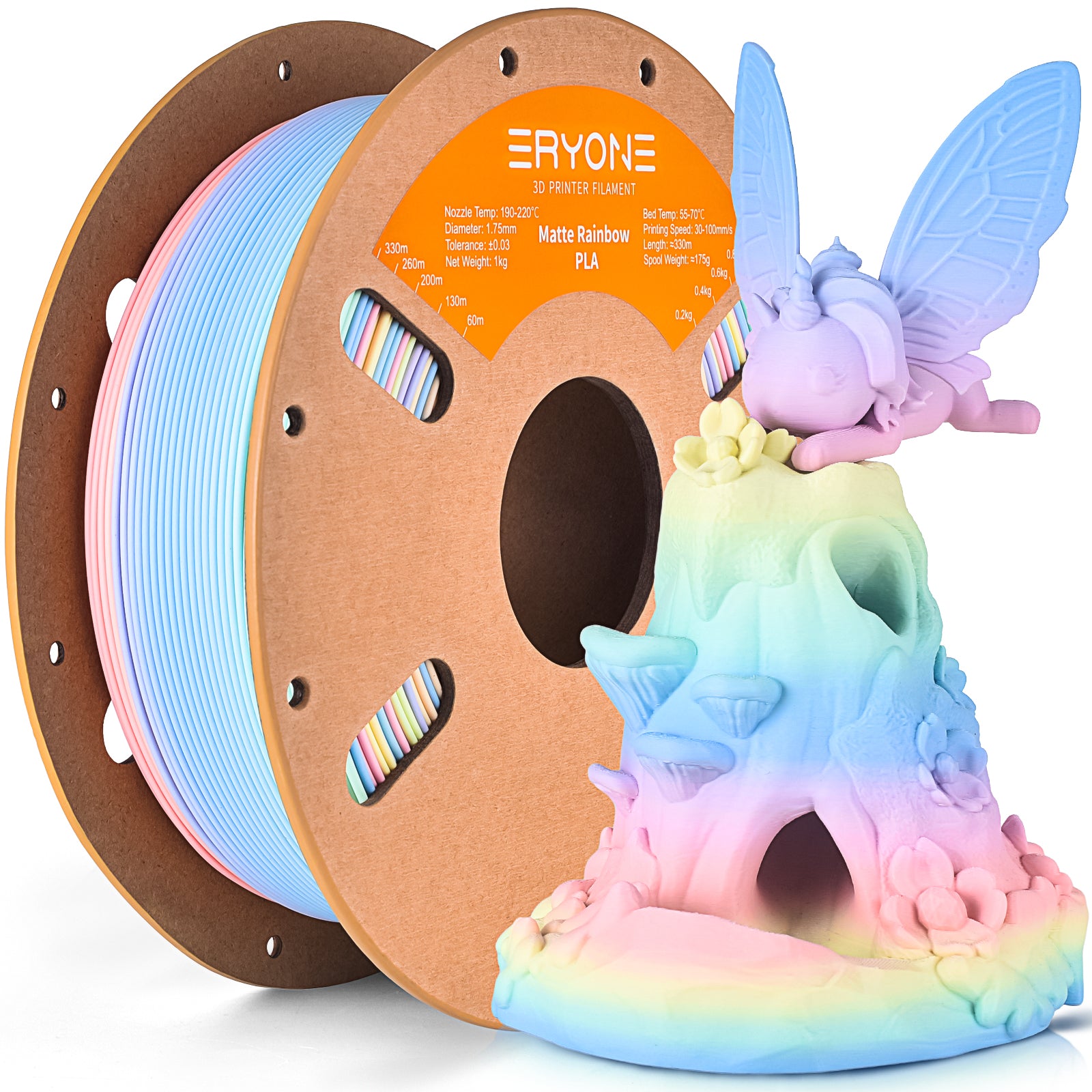macaron matte rainbow pla filament eryone