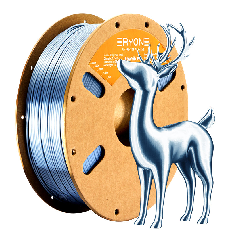 silver pla ultra silk filament eryone