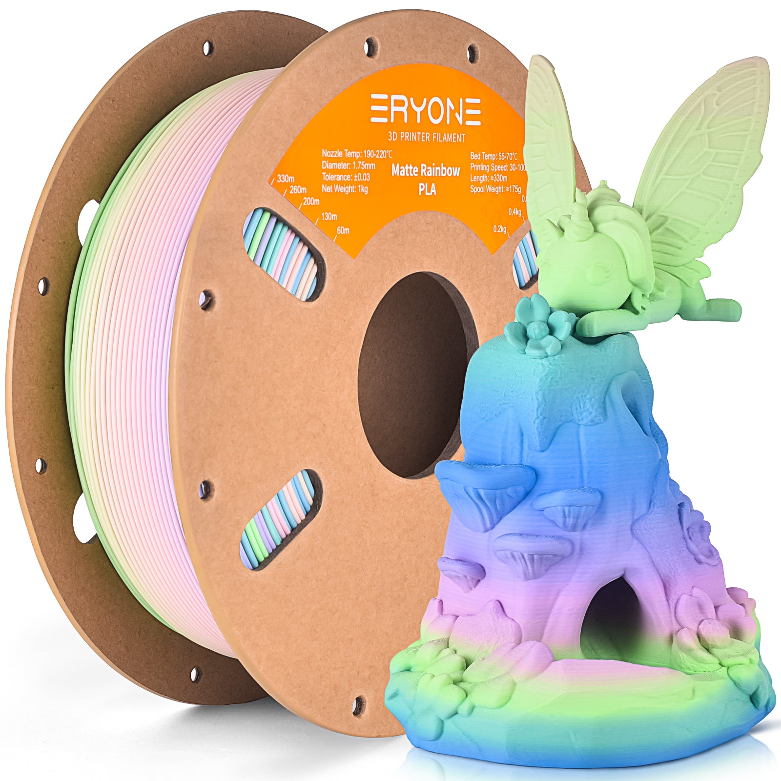 watercolor matte rainbow pla filament eryone