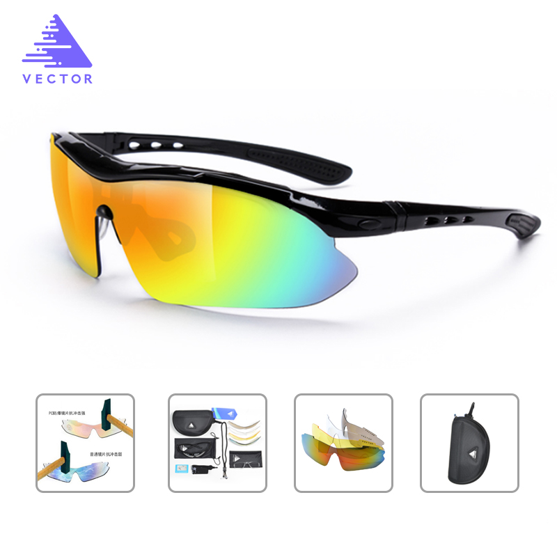 

VECTOR ACC30018 Polarized Sports Sunglasses Men Women Road Cycling Glasses 5 Lens