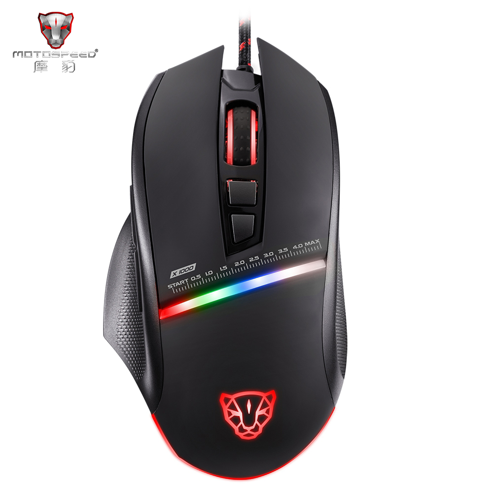 

Motospeed V10 USB Wired Gaming Mouse with LED Backlight for Laptop / PC 7 Buttons 4000 DPI Optical Mouse