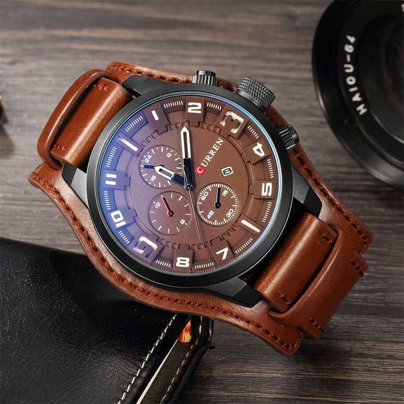 CURREN 8225 Leather Strap Quartz Watch | GearVita