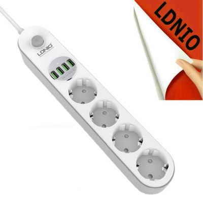 LDNIO SE4432 Socket Strip with USB Extension Cable Plug for Phone Camera 4 Slots 5V 3.4A 