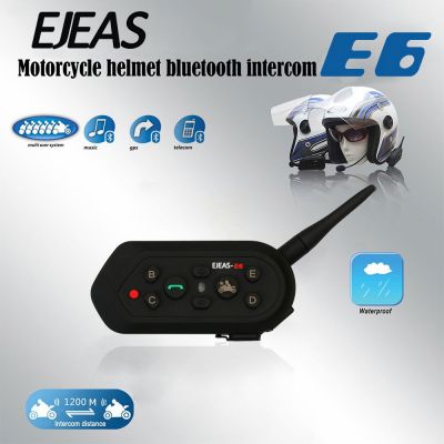 EJEAS E6 Motorcycle Helmet Interphone Bluetooth Waterproof Intercom Headset 