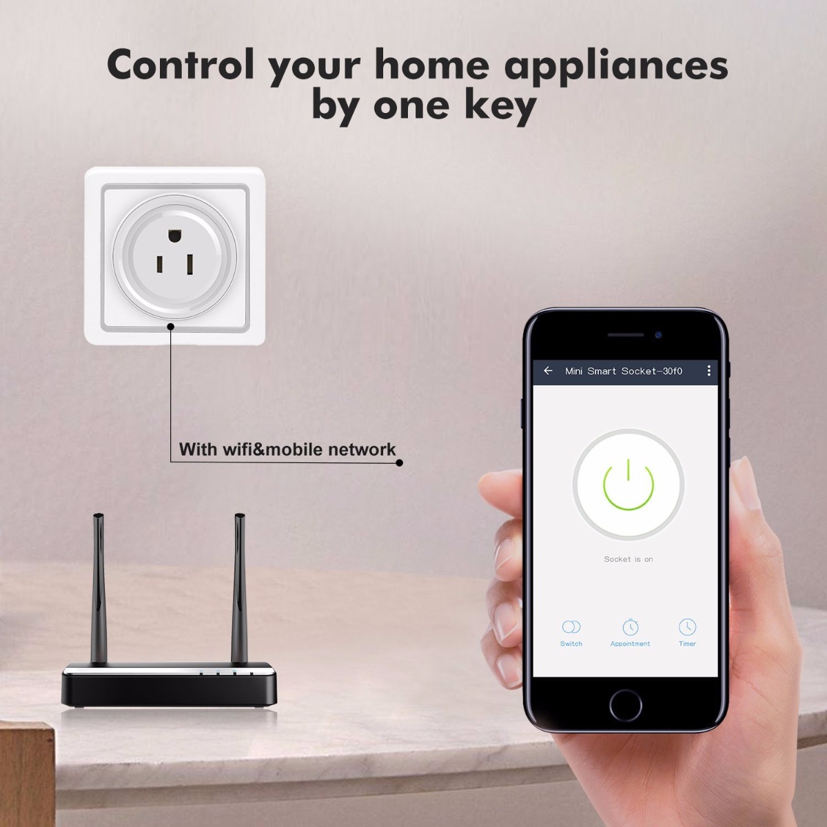 Wireless Smart Plug Outlet with Timing Function 