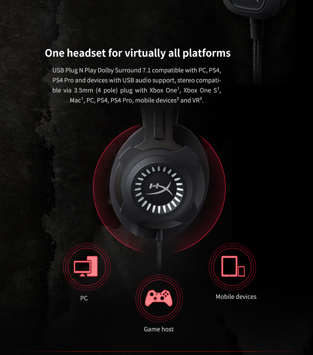 Kingston HyperX Cloud Revolver S Wired Gaming Headset with Virtual Dolby 7.1 Surround Sound for PC & PS4