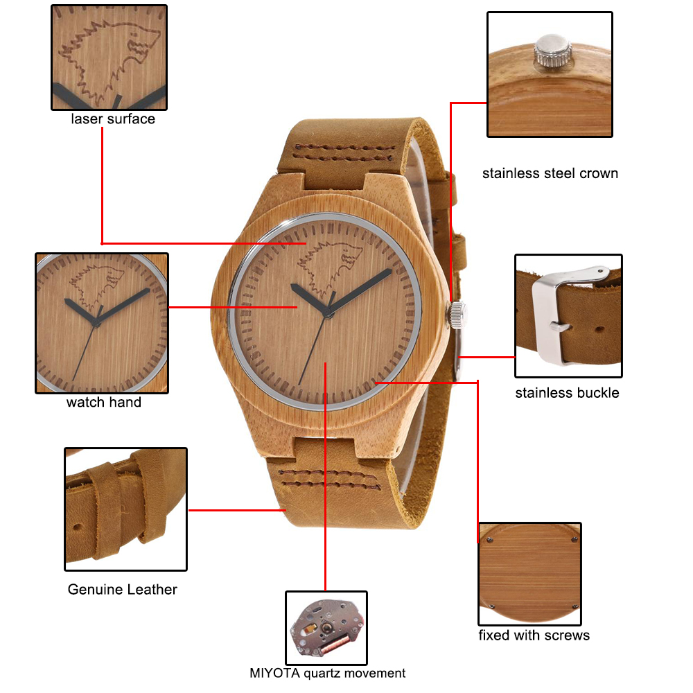 Redear SJ1448-3 Wooden Quartz Watch-Male Brown 