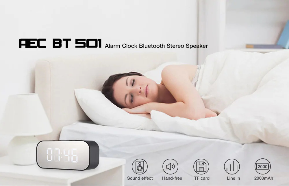 aec bt-501 alarm clock bluetooth speaker