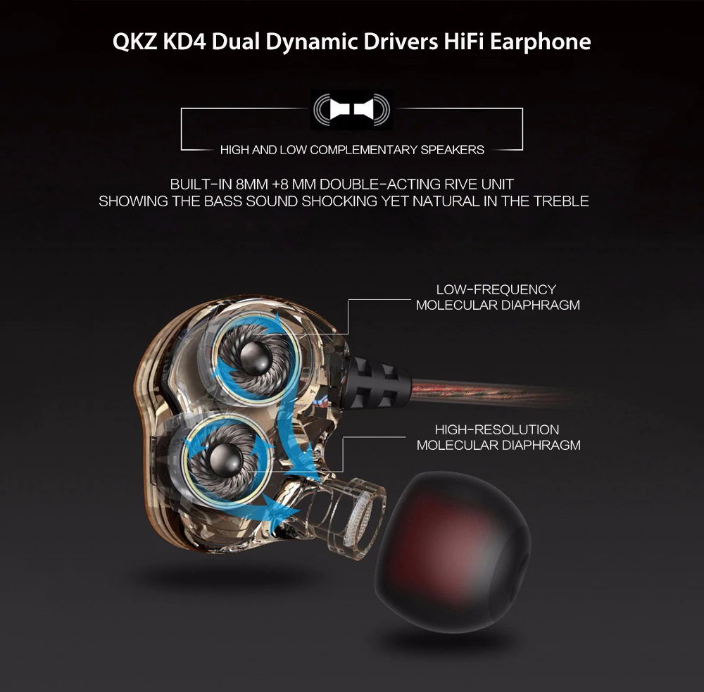 qkz kd4 wired hifi earphones