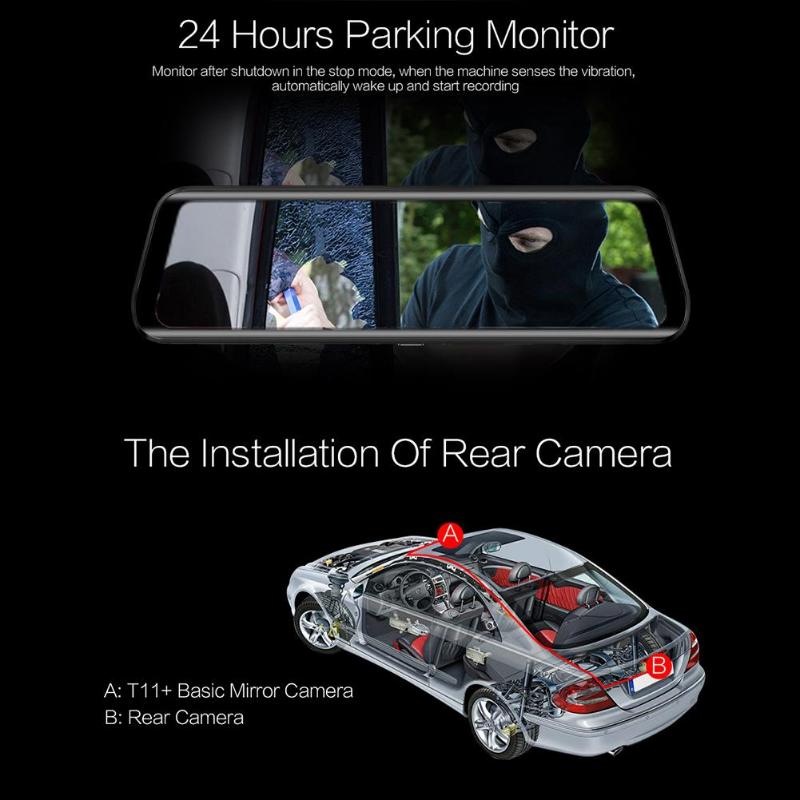 anytek car rearview mirror dvr dual lens dash cam camera