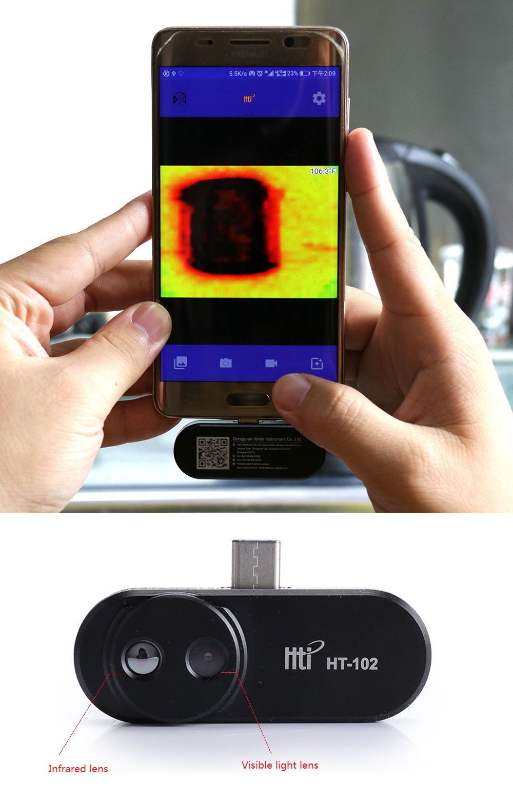 HTI HT102 Android Mobile Phone Thermal Imager GearVita