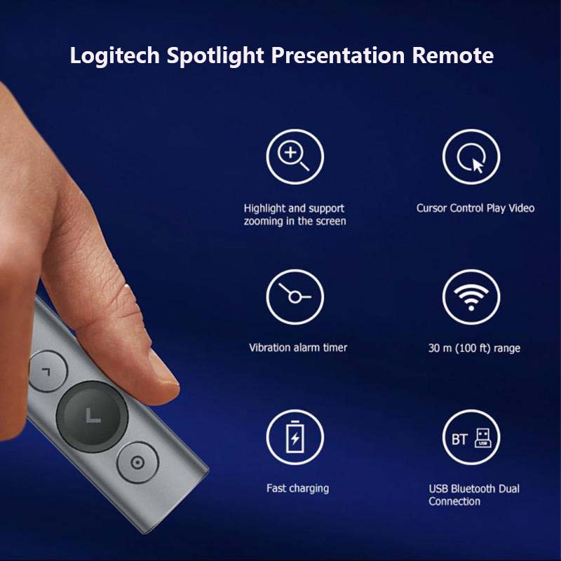 Logitech Spotlight Presentation Remote within 30m Range GearVita