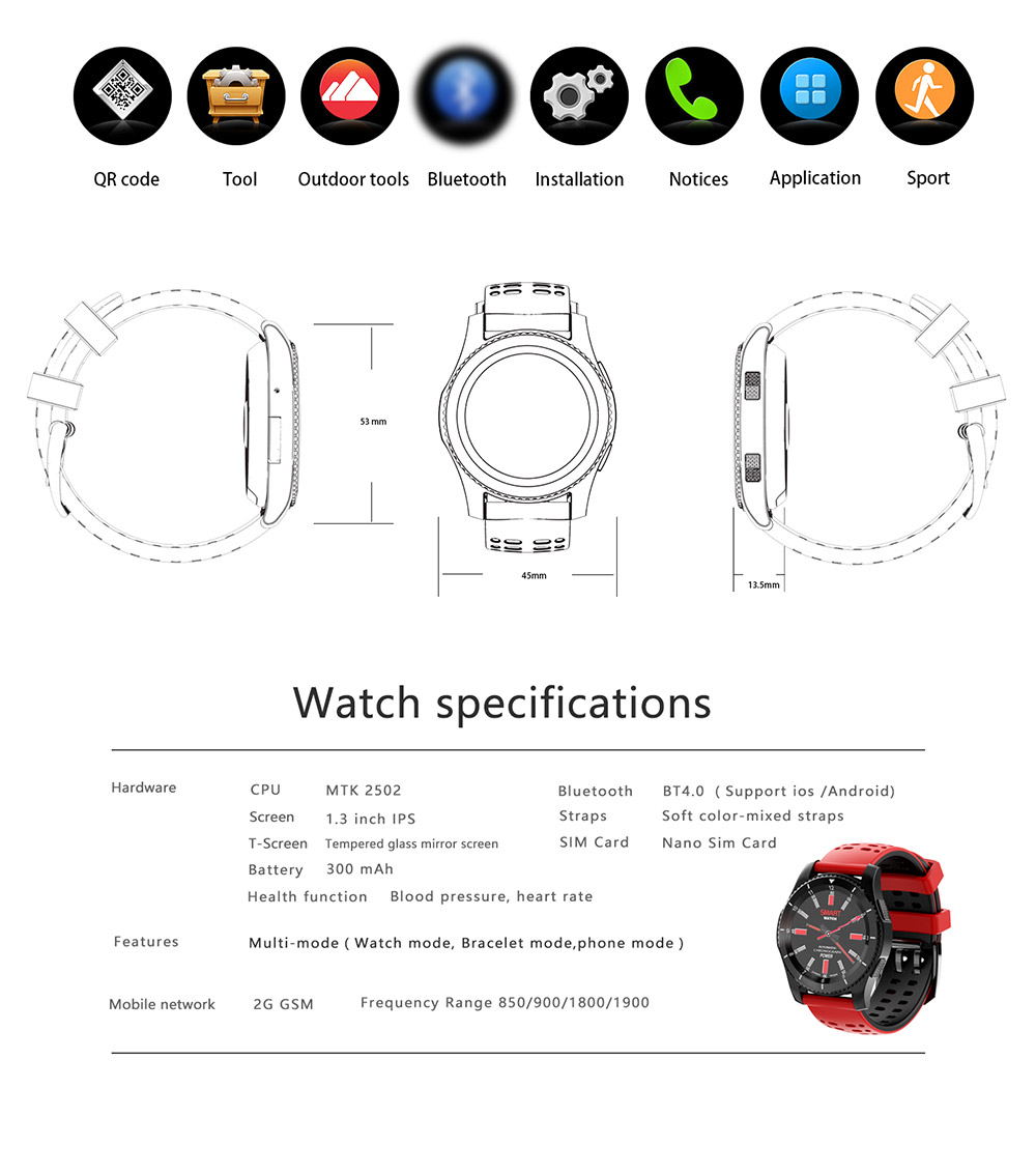 new no.1 gs8 bluetooth smartwatch