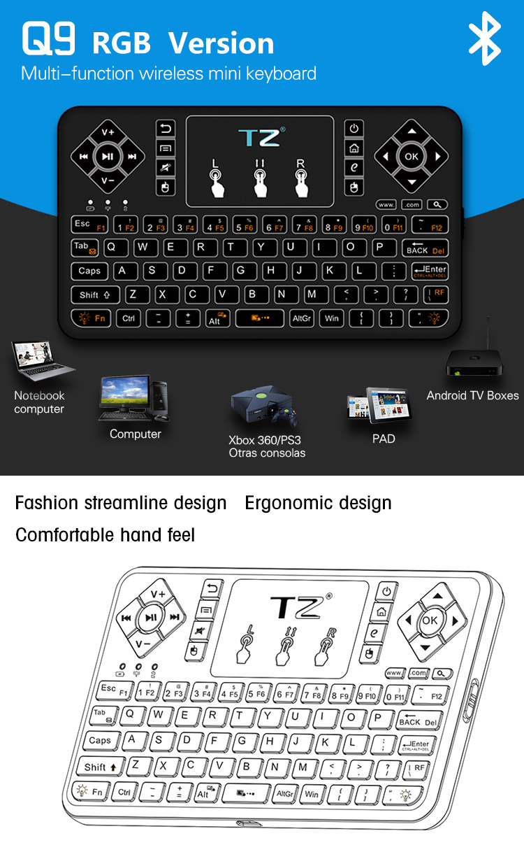 q9 multifunctional bluetooth keyboard