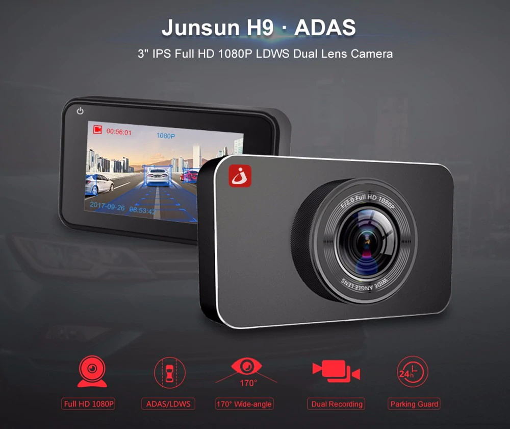 junsun h9 adas car dvr camera