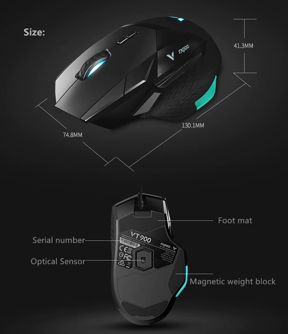 rapoo vt900 e-sports wired gaming mouse for sale