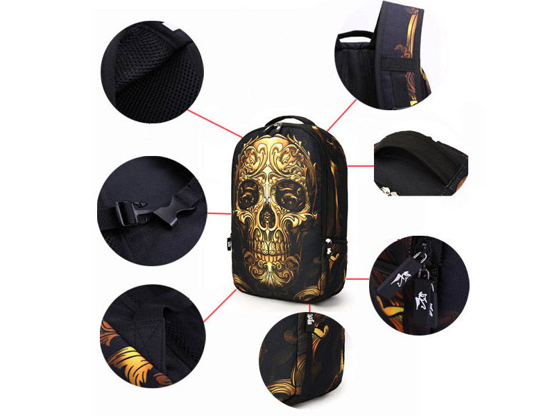 stylish skull pattern multifunctional backpack