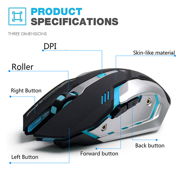AZZOR 7-color Wireless Backlight Game Mouse