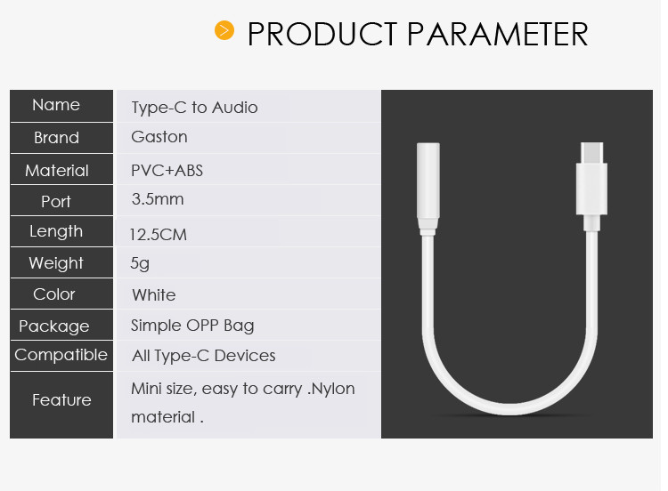 GearVita Type-C Audio Cable AUX Connector 3.5mm Adapter