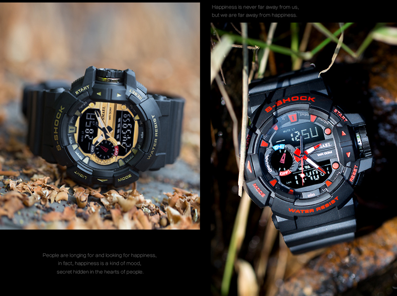 SMAEL 1436 Men's Sports LED Watch Military Waterproof Digital Dual Display Clock