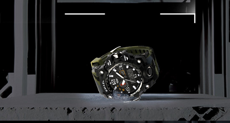 SMAEL 1545B Men Watch Dual Time Camouflage Waterproof LED Digital Watch