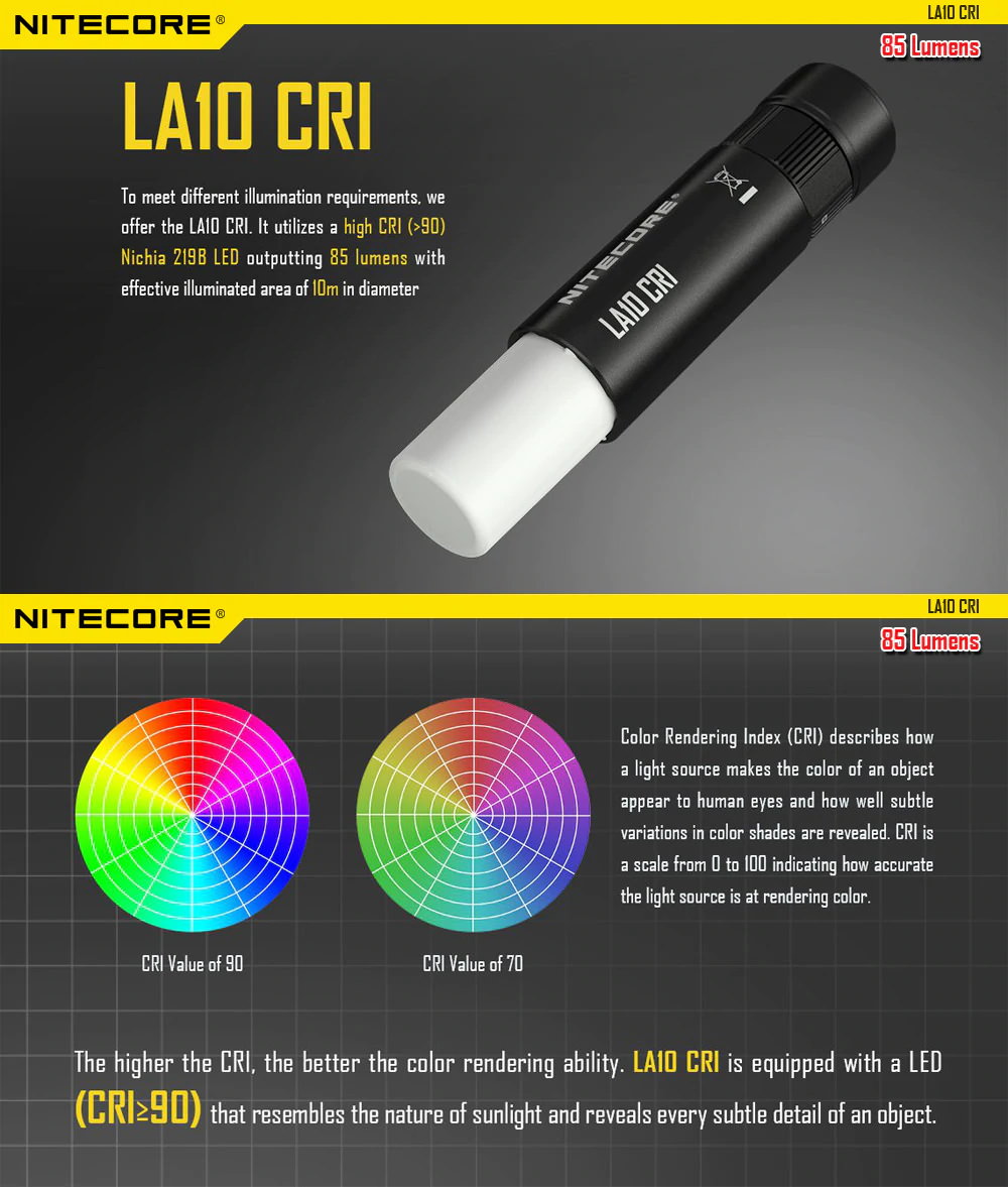 nitecore la10 cri led flashlight