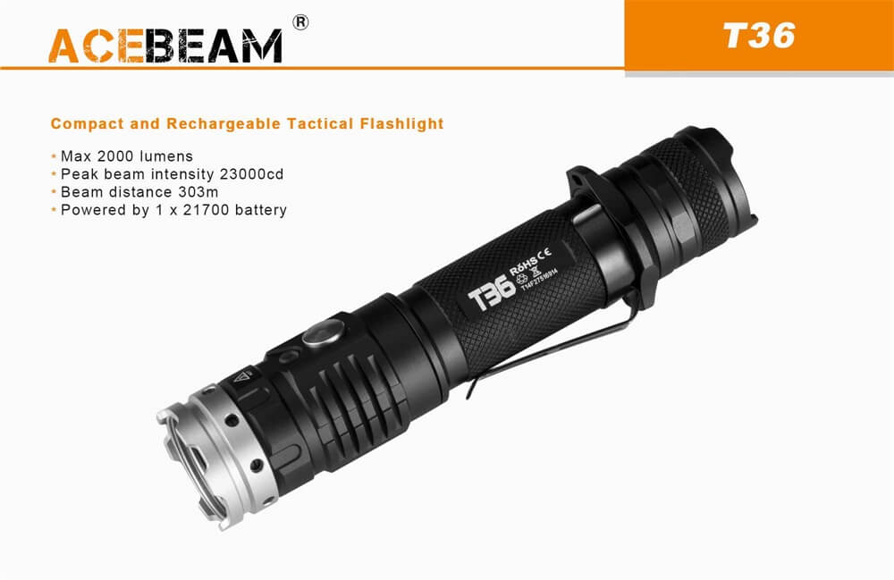 acebeam t36 rechargeable flashlight