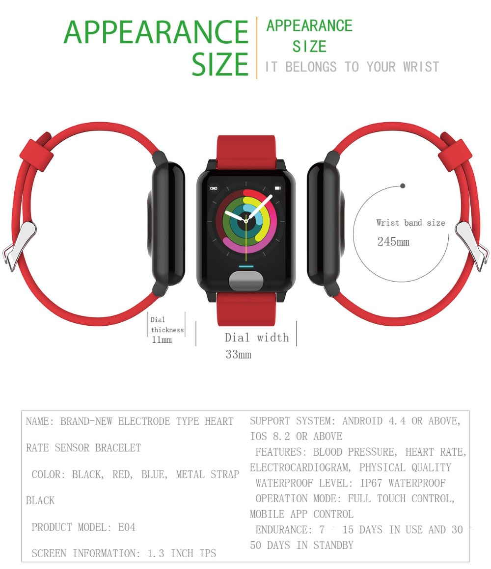 buy e04 smart ecg wristband