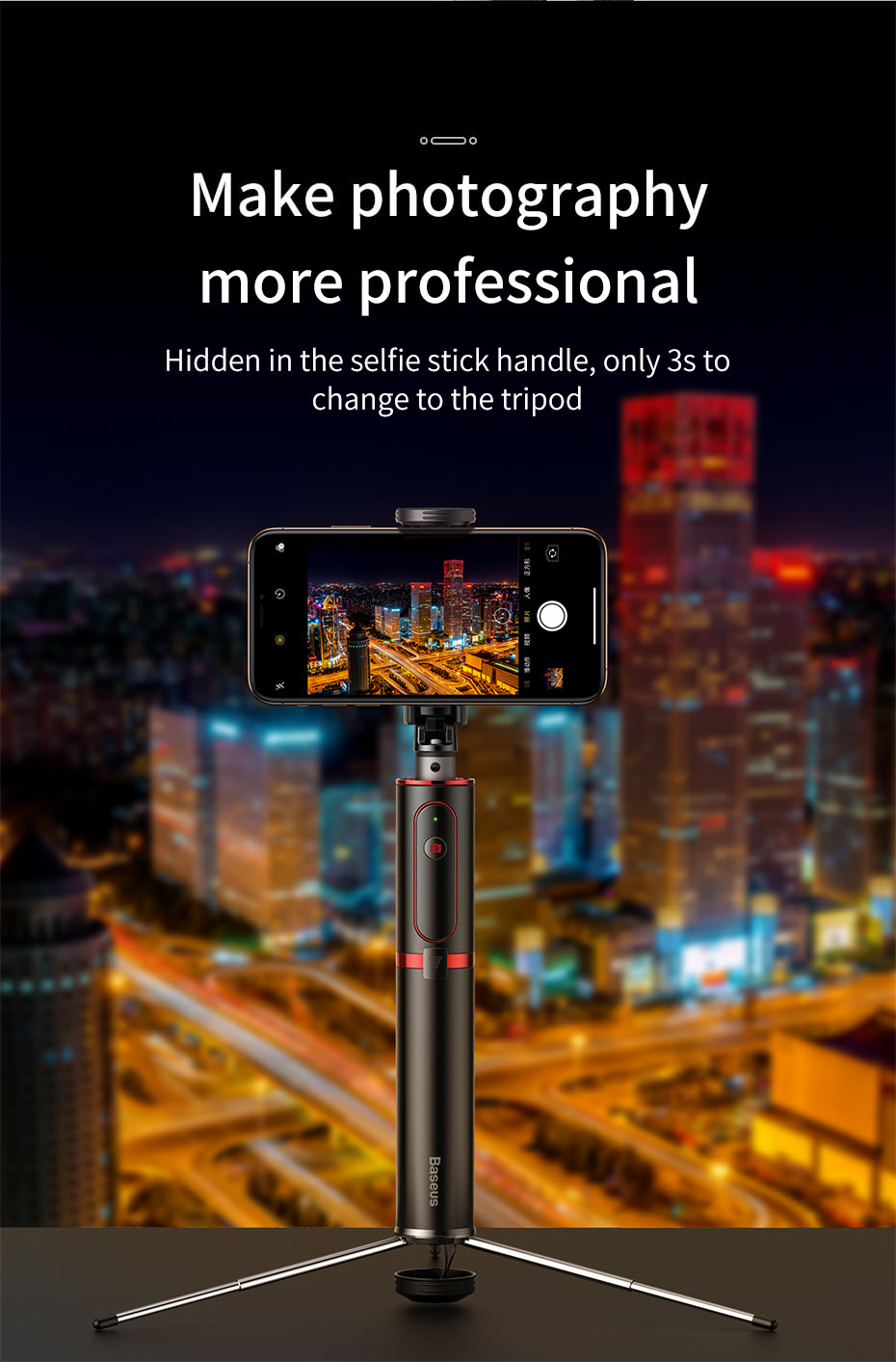 baseus portable selfie stick