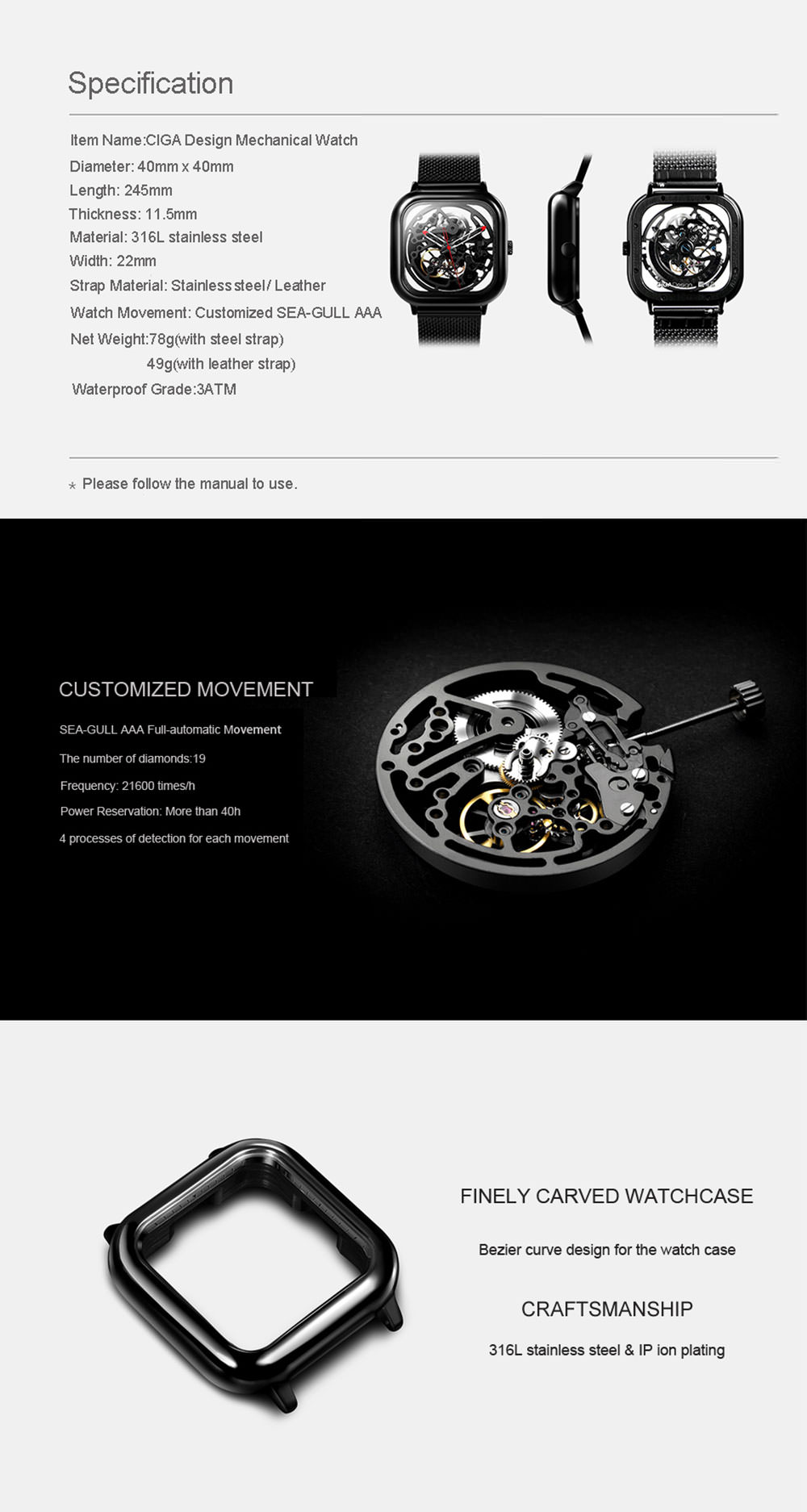 buy ciga design mechanical watch