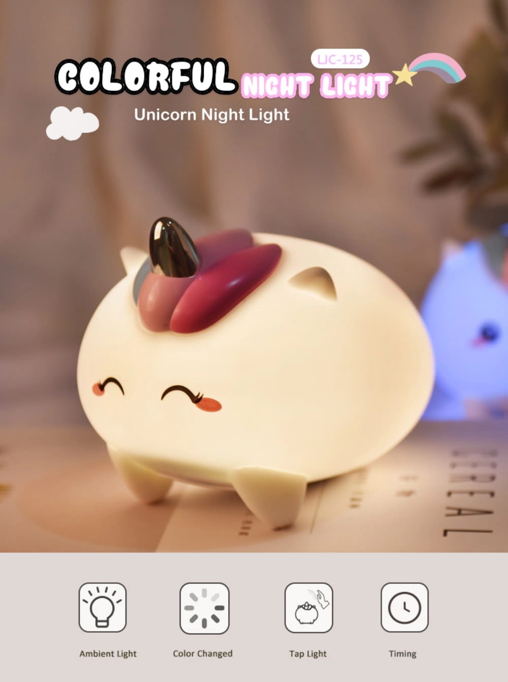 cute unicorn night light ljc-125
