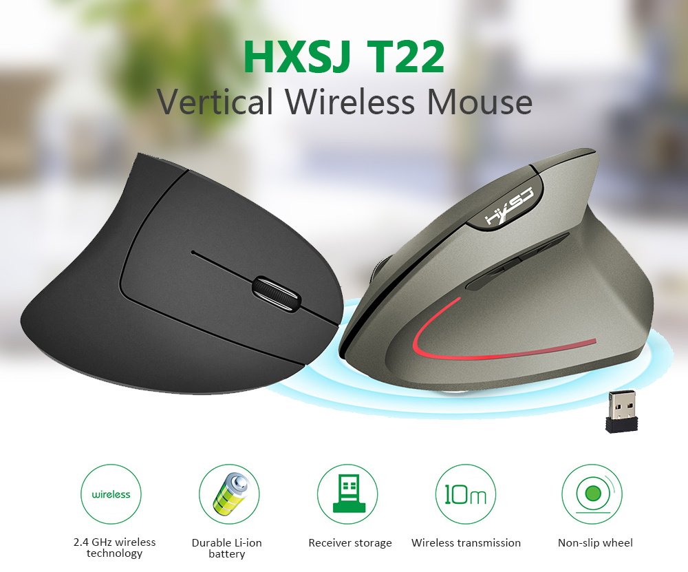hxsj t22 vertical wireless mouse