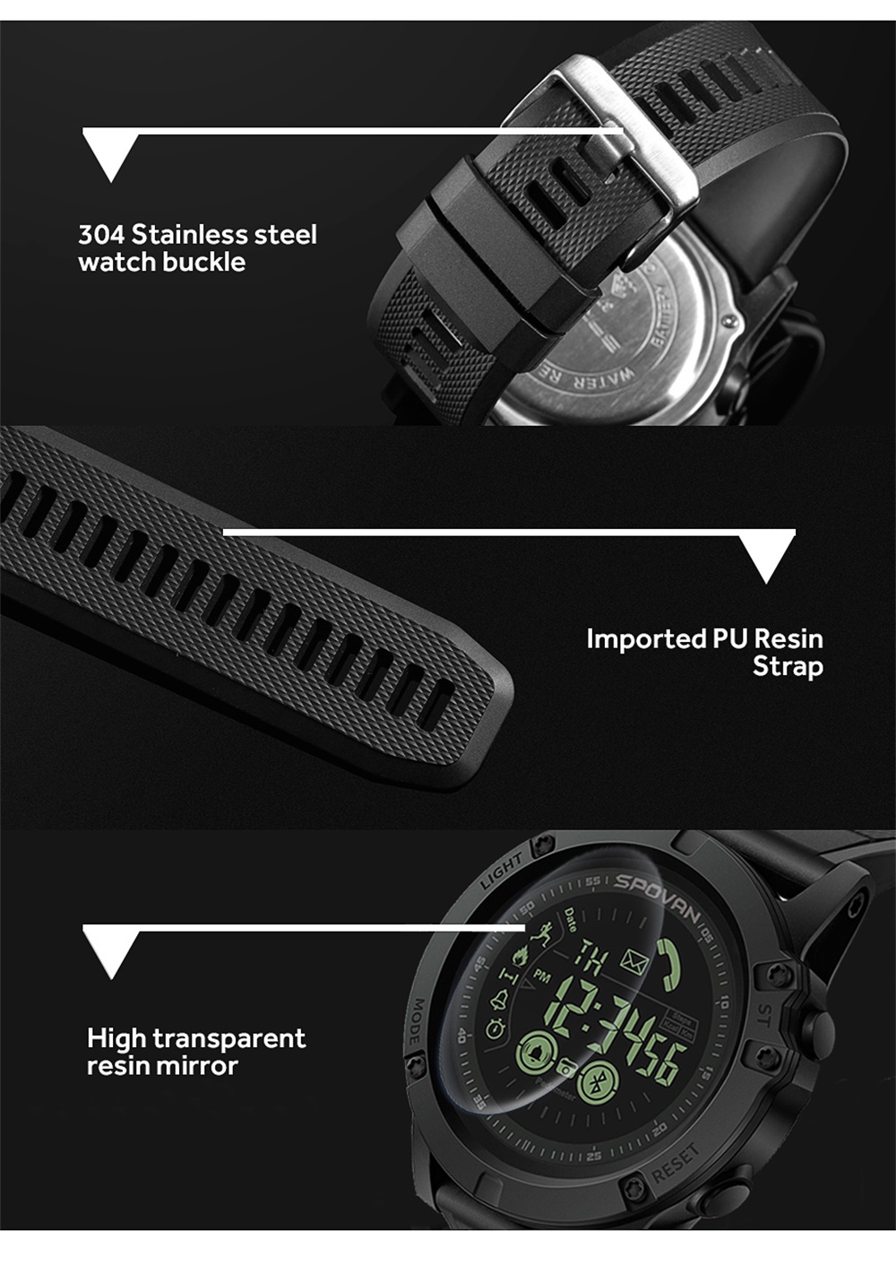 SPOVAN PR1 Bluetooth Sport Smartwatch | GearVita