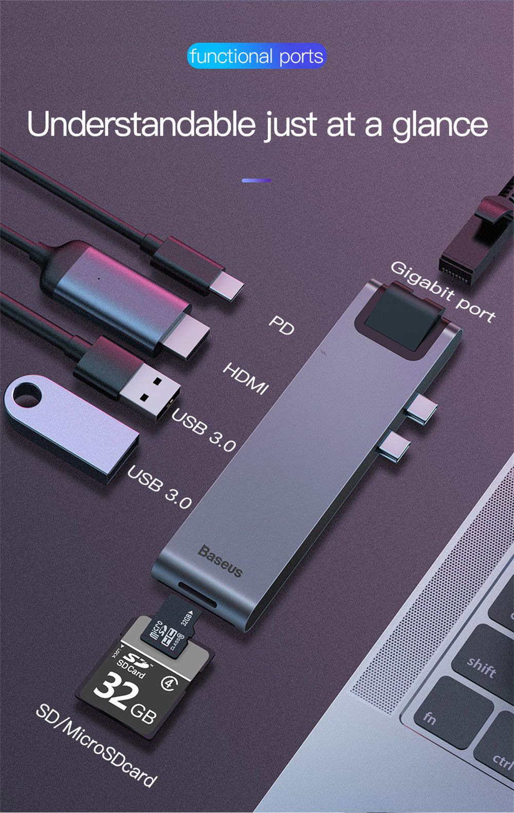 buy baseus cahub-l0g hub adapter