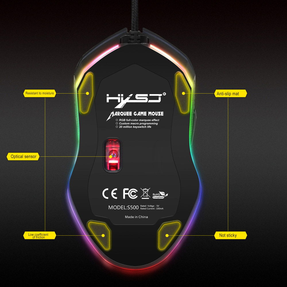 buy hxsj s500 rgb backlit gaming mouse