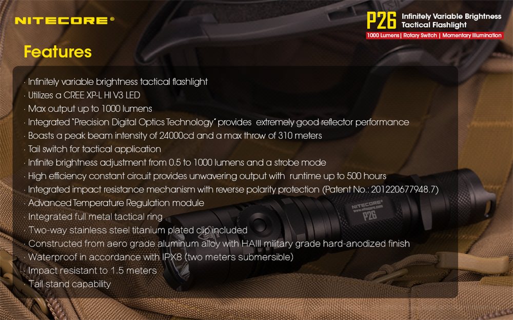 nitecore p26 tactical flashlight online