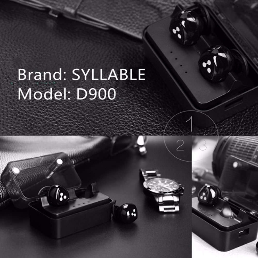 syllable d900 mini double-ear wireless bluetooth headset