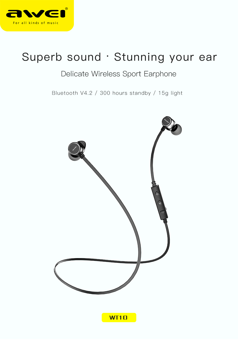 awei wt10 wireless bluetooth earphone