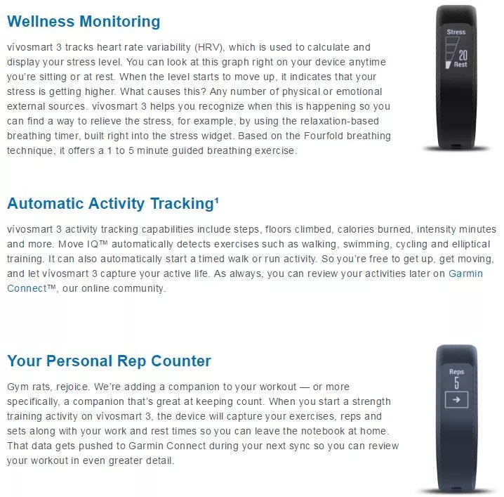 new garmin vivosmart 3 smart wristband