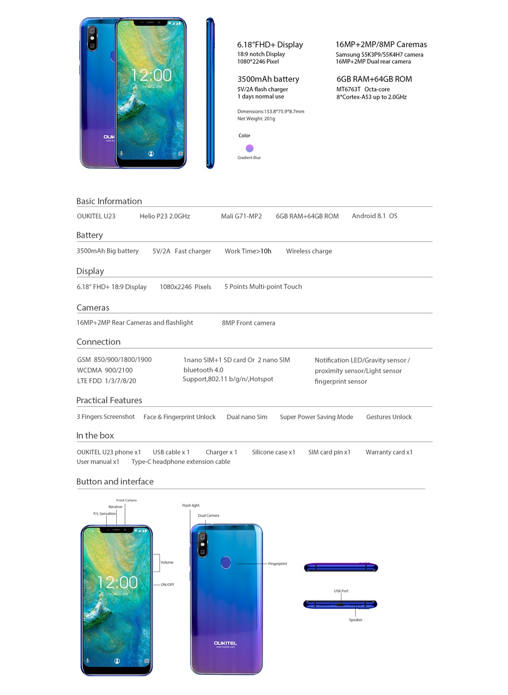 buy oukitel u23 smartphone 6gb/64gb