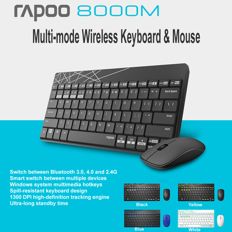 rapoo 8000m wireless keyboard and mouse combo set