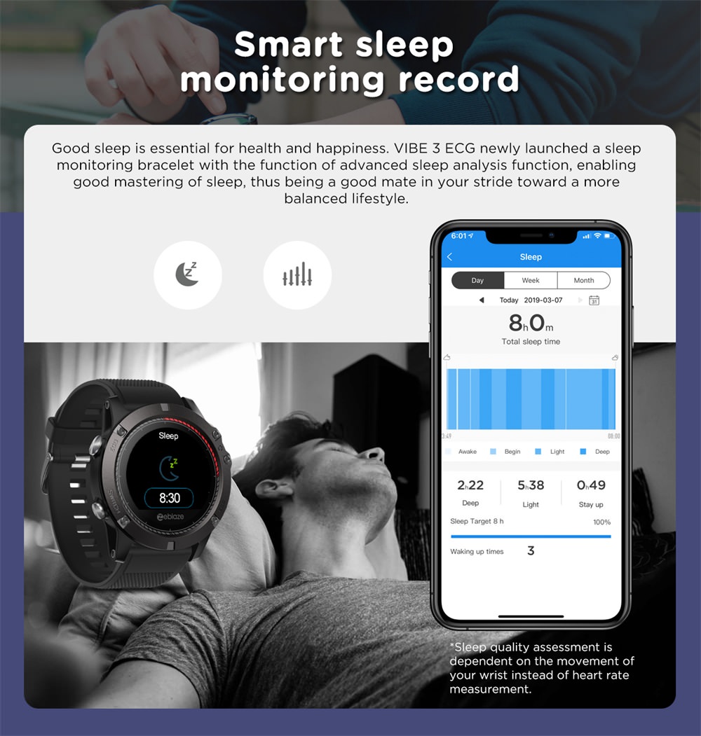 2019 zeblaze vibe 3 ecg bluetooth smartwatch
