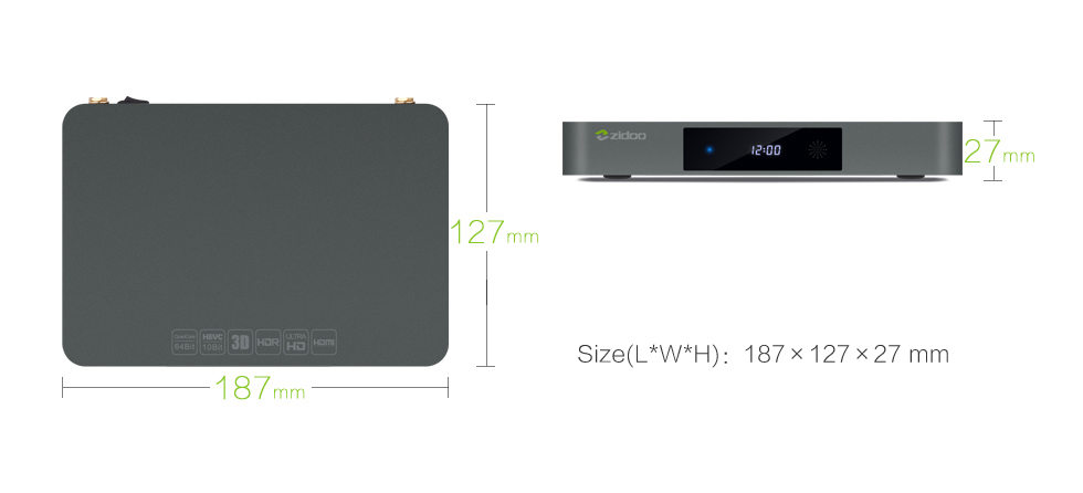 ZIDOO X9S TV Box 4K HD Quad-Core Dual Band WiFi 2G+16G IPTV Media 