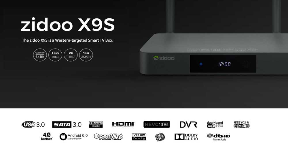 ZIDOO X9S TV Box 4K HD Quad-Core Dual Band WiFi 2G+16G IPTV Media 