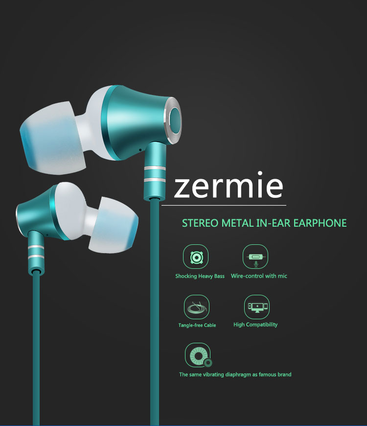 Zermie EMB-ZM-04 Deep Bass Stereo Metal Earphone