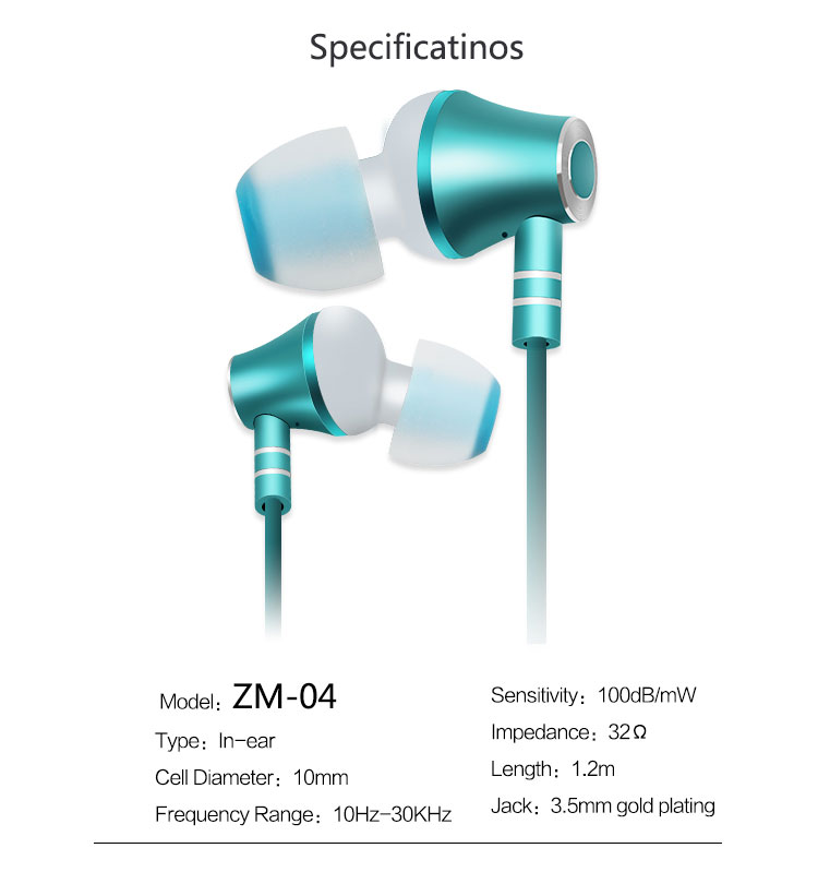 Zermie EMB-ZM-04 Deep Bass Stereo Metal Earphone
