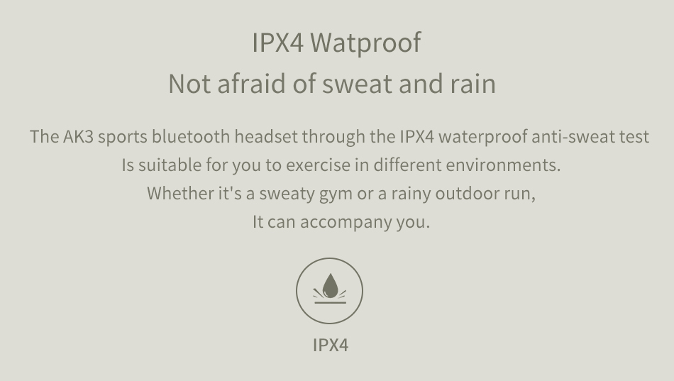 AWEI AK3 Wireless Bluetooth Headset IPX4 Waterproof Speaker 