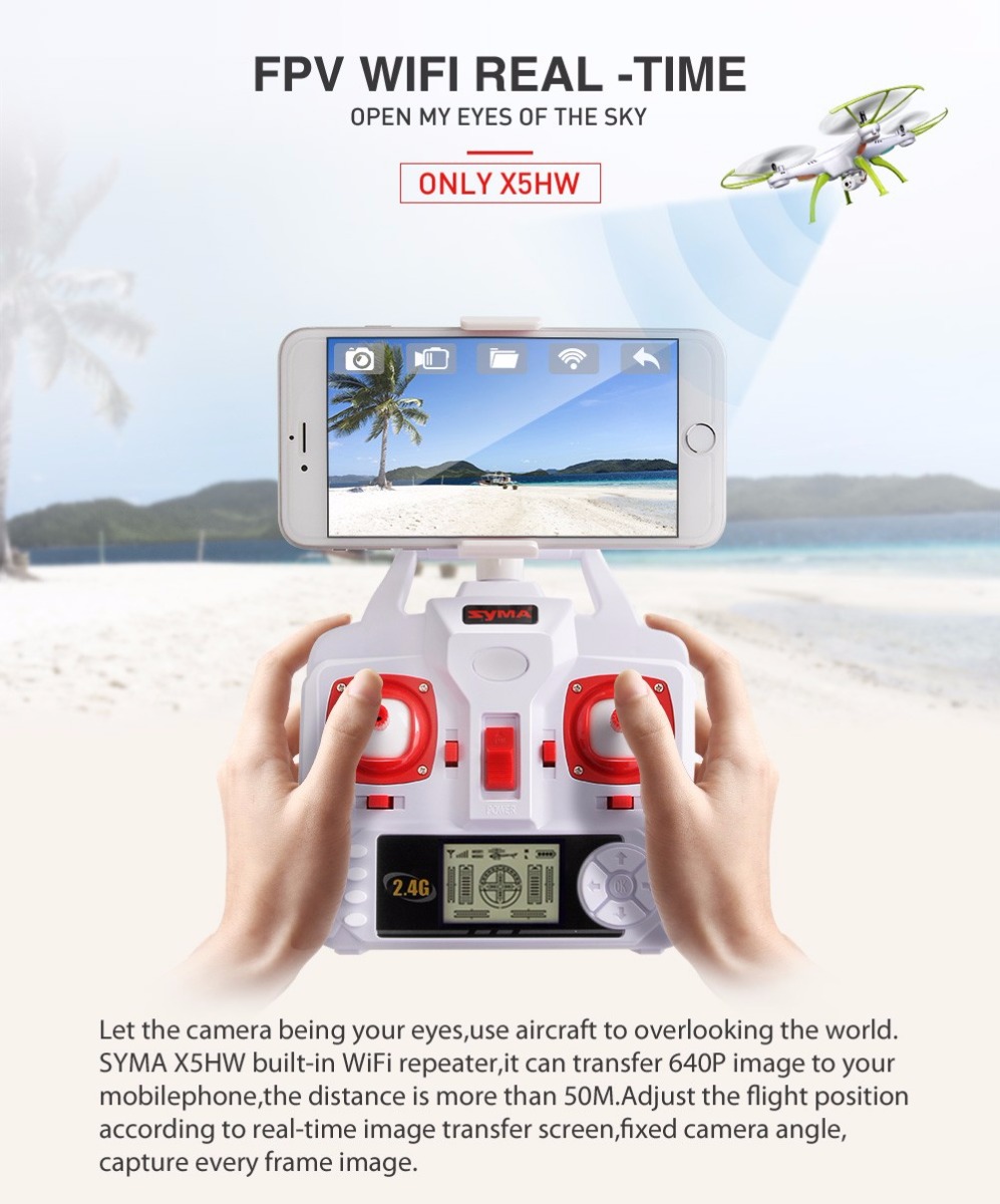 SYMA X5HW RC Drone Toy WiFi FPV HD in Real Time 2.4G 4CH Quadcopter